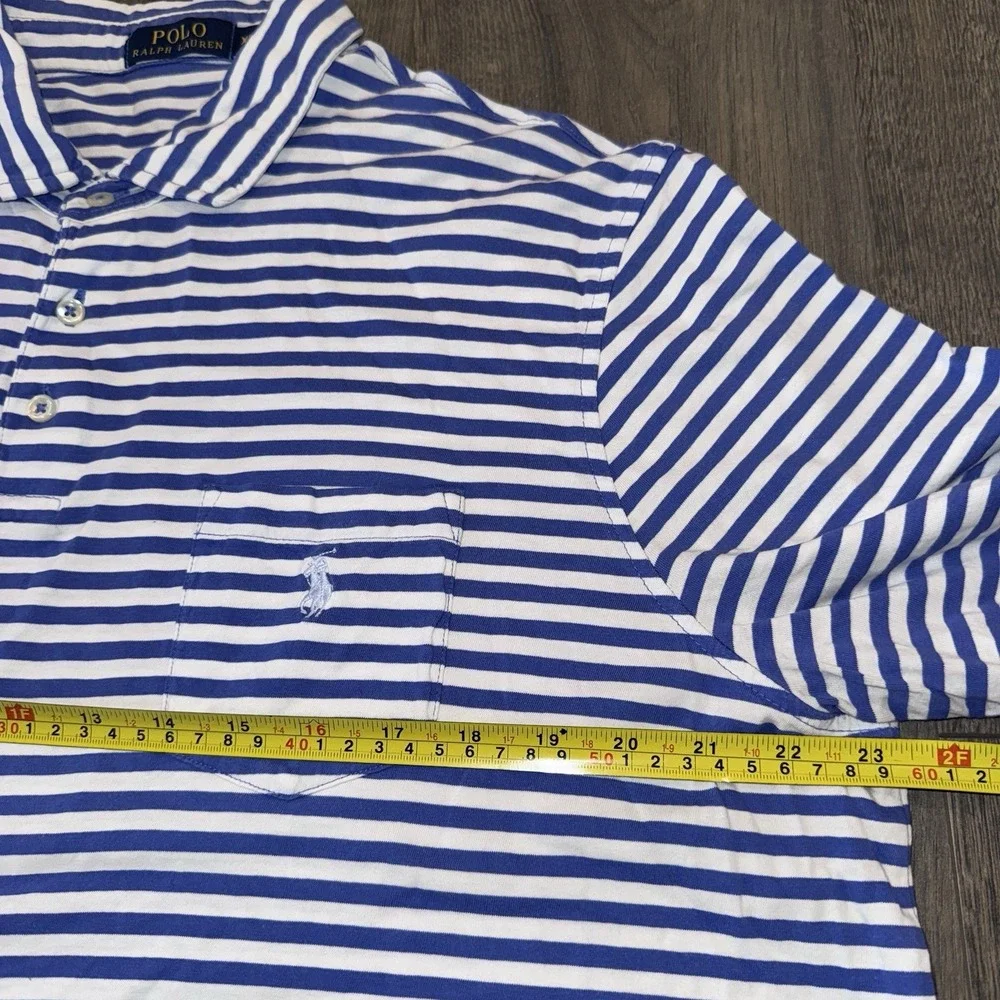 Polo Ralph Lauren Blue Label Men's Blue & white Striped‎ Golf Preppy polo XL